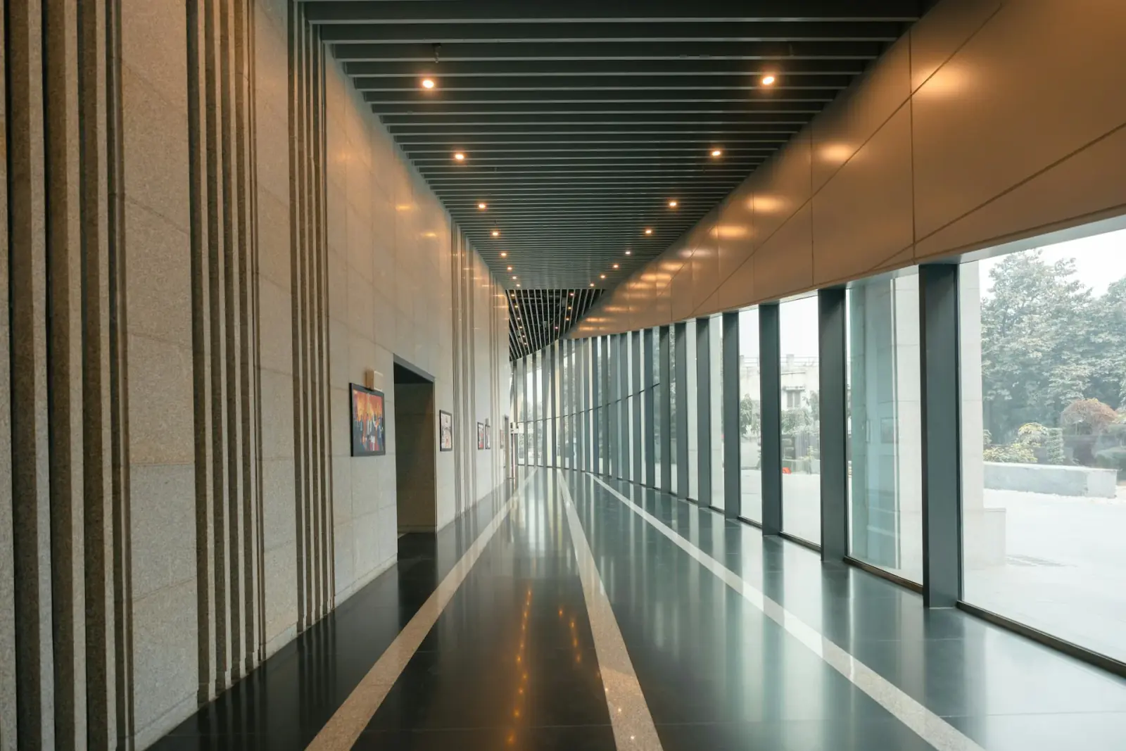 Modern commercial hallway interior
