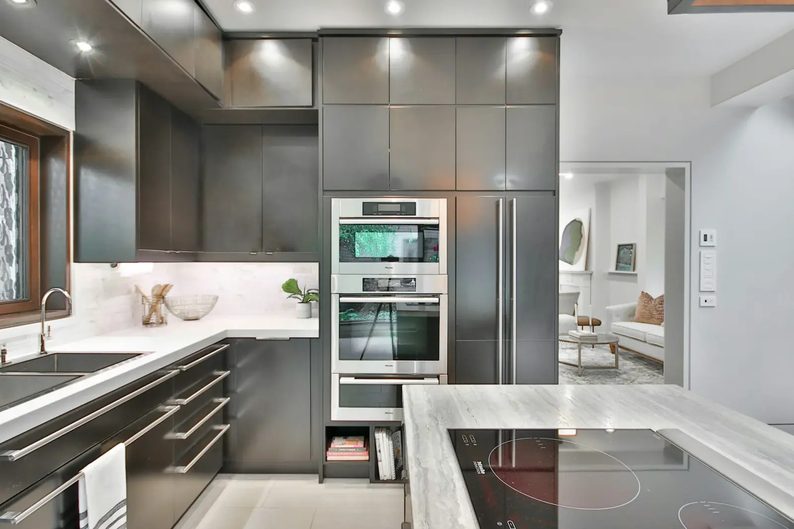 Modern kitchen with stainless steel appliances